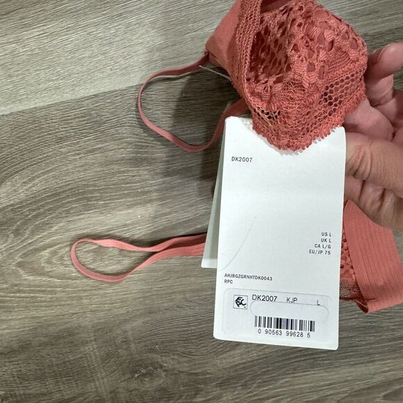 DKNY Nightfall Bralette Size Large Blush Pink Sheer Lace Wireless Bra NEW - Picture 6 of 11
